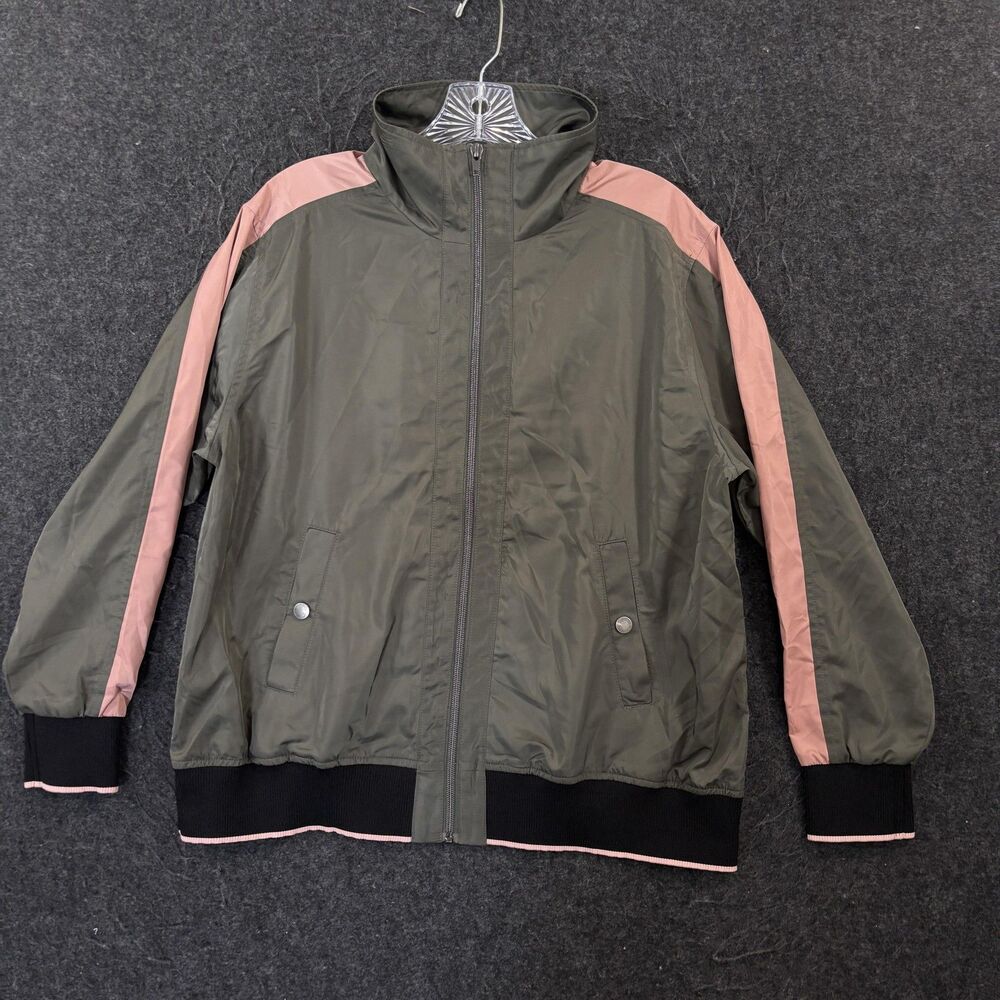 J. Jill Fit Track Jacket Women's Small Petite Green Pink Colorblock Full Zip